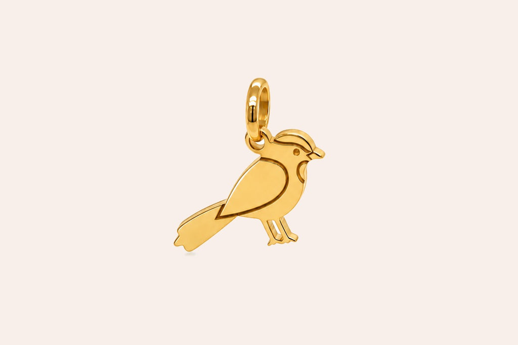 Pendant 14kt Yellow Gold Bird Bam Mahjong