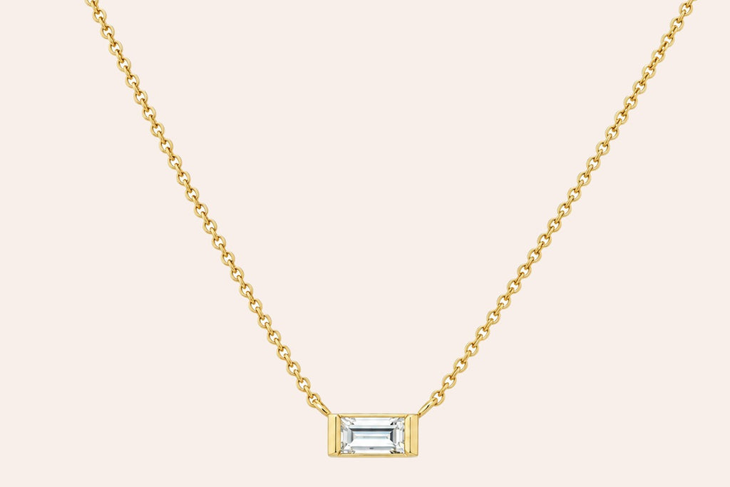 Necklace 14kt Yellow Gold with emerald diamond 0.20 cts