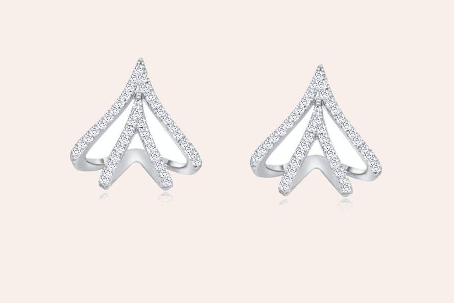 Earrings 14kt Gold Rounded Claw & Diamonds