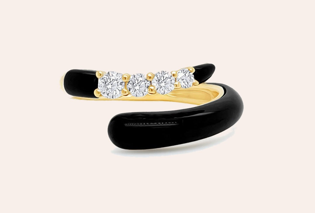 Ring 18kt Gold Open Agate & Diamonds