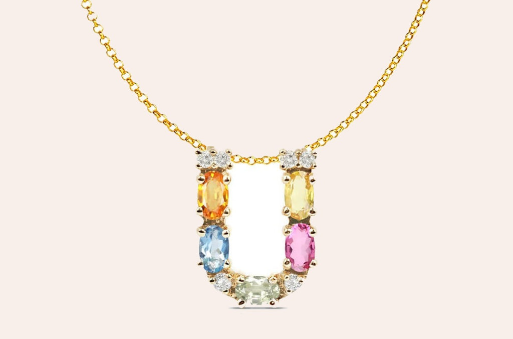 Pendant Letter U Initial 18kt Gold