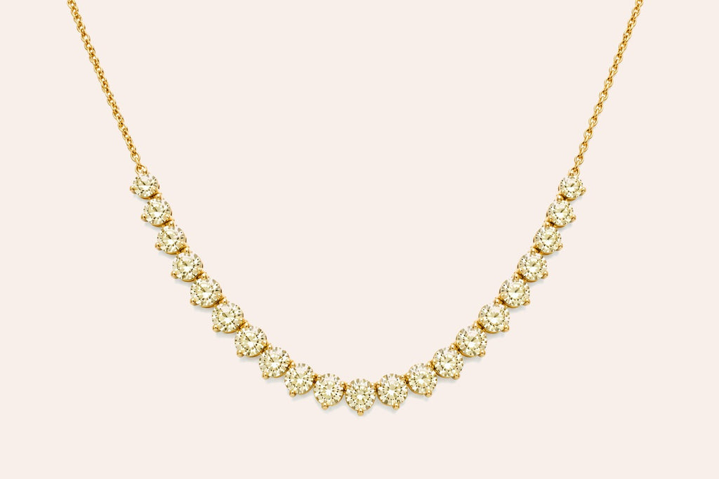 Necklace 14kt Gold Round Fancy Yellow Diamonds 12.66 cts Adjustable
