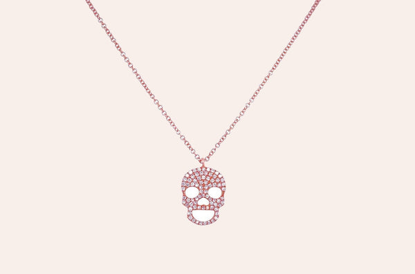 Necklace 14kt Gold Skull with Diamonds
