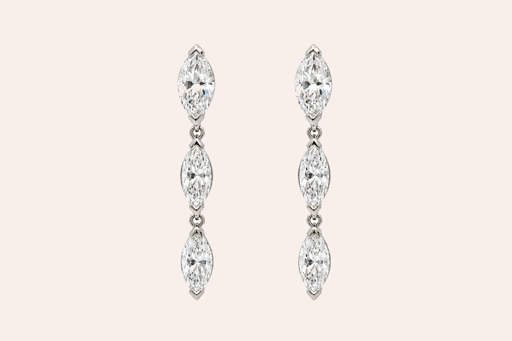 Earrings Platinum 1.49 carats of Marquises Inline Diamond