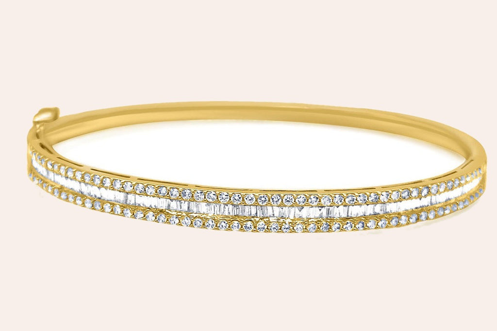 Bracelet 18kt Gold Baguette & Round Diamonds Bangle