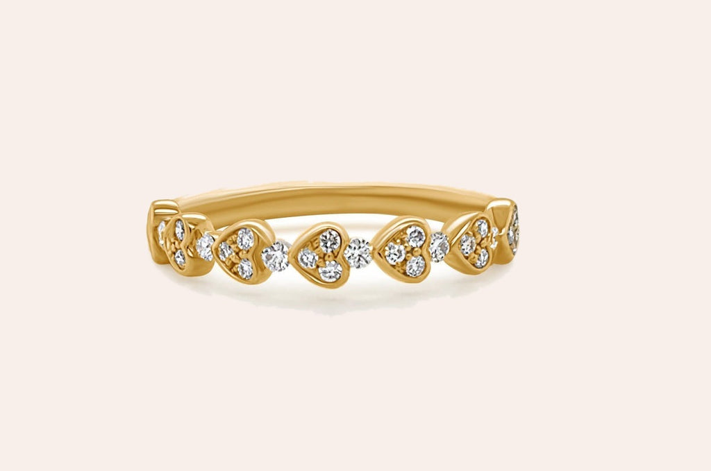 Ring 18kt Yellow Gold 7 Hearts & Diamonds