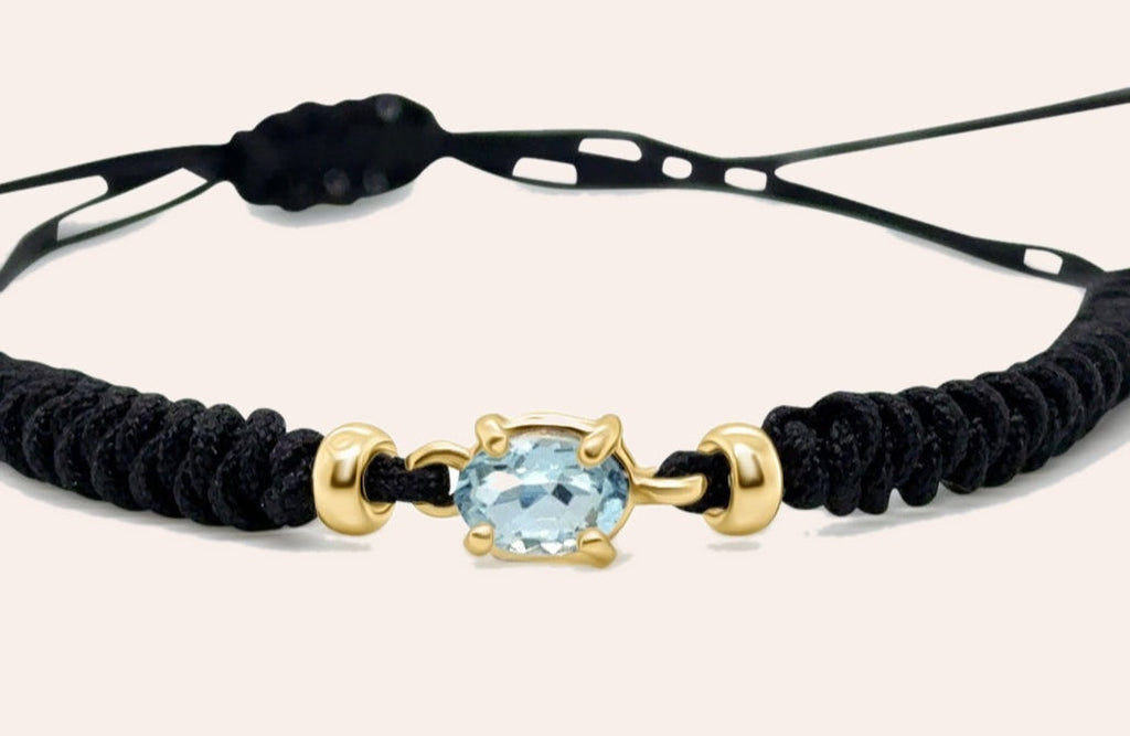 March Aquamarine & Gold Birthstone Bracelet