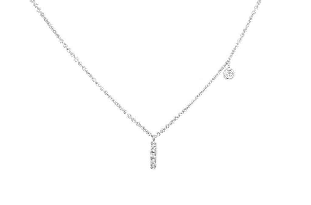 Necklace Initial Letter I White Gold with Diamond