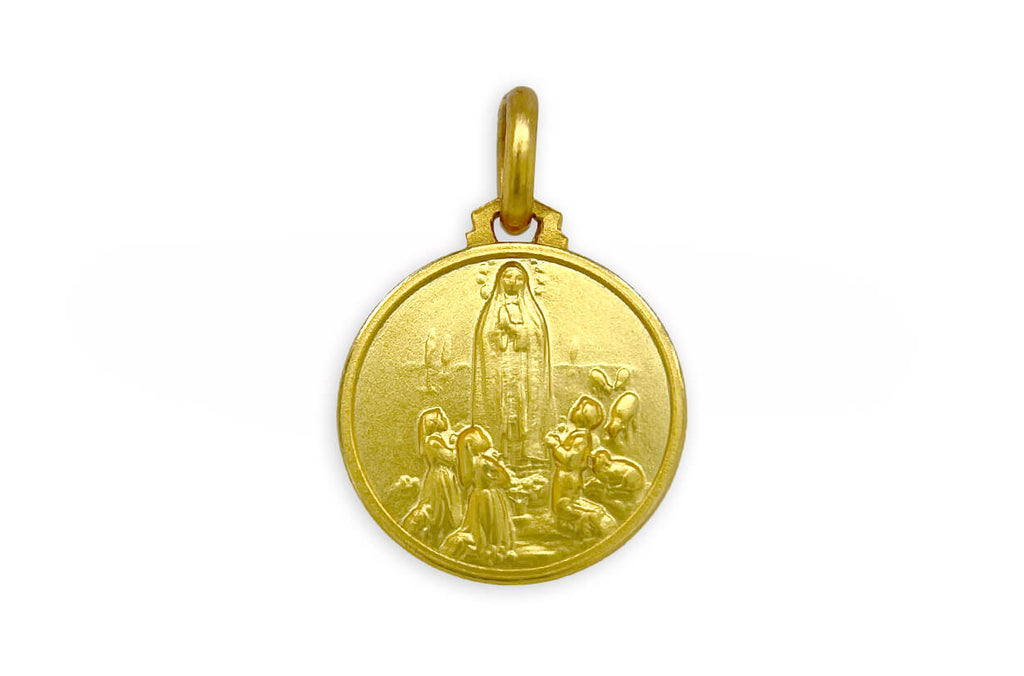 Medal 18kt Solid Gold Lady of Fatima Pendant