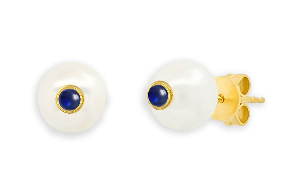Earrings 18kt Gold South Sea Pearls & Center Gems Studs