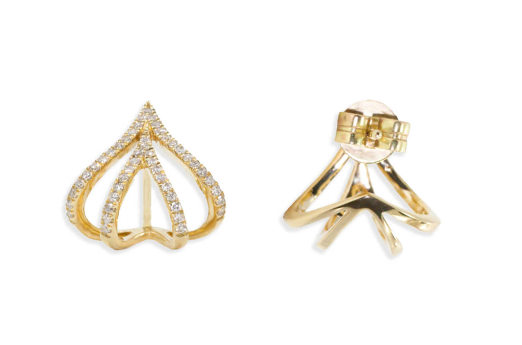 Earrings 14kt Gold Rounded Claw & Diamonds
