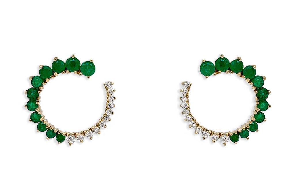 Earrings 18kt Gold Open Circle Gems & Diamonds Studs