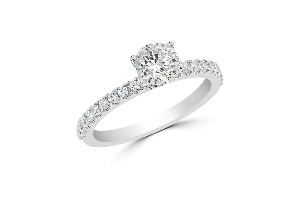 Ring 18kt White Gold Solitaire and Elevated Diamonds - Albert Hern Fine Jewelry
