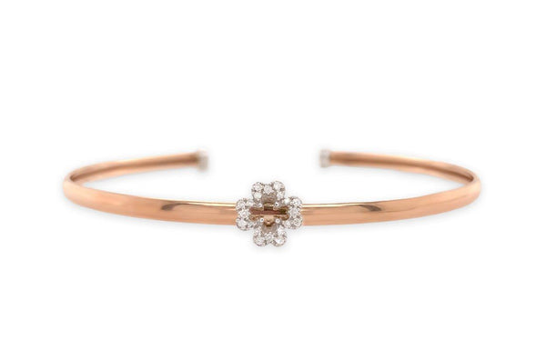 Bracelet 14 Gold Cuff Clover & Diamonds - Albert Hern Fine Jewelry