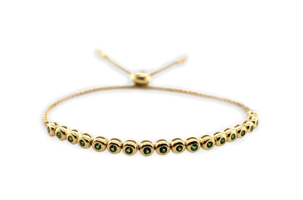 Bracelet 14kt Gold Adjustable with Bezel Gemstones - Albert Hern Fine Jewelry