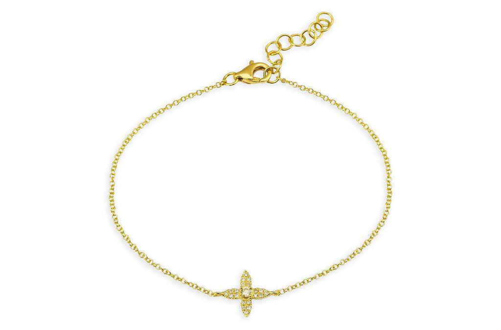 Bracelet 14kt Gold Chain Flower & Diamonds - Albert Hern Fine Jewelry