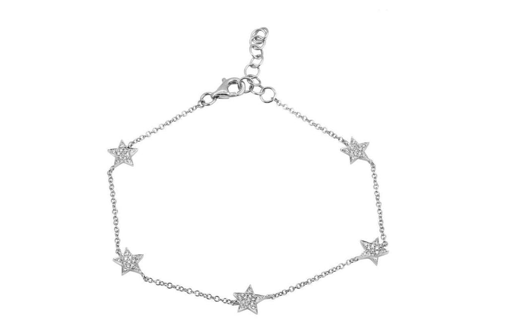Bracelet 14kt Gold Chain Stars & Diamonds - Albert Hern Fine Jewelry
