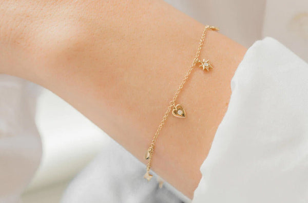 Bracelet 14kt Gold Charms & Diamonds - Albert Hern Fine Jewelry