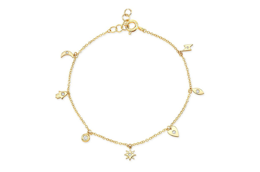 Bracelet 14kt Gold Charms & Diamonds - Albert Hern Fine Jewelry