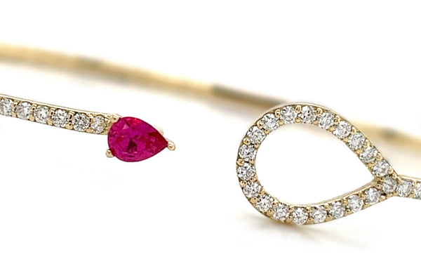 Bracelet 14kt Gold Pear Ruby & Diamonds - Albert Hern Fine Jewelry