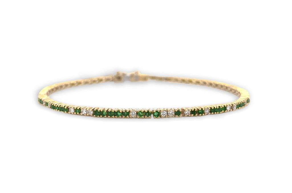 Bracelet 14kt Gold Petite Tennis Emeralds & Diamonds - Albert Hern Fine Jewelry