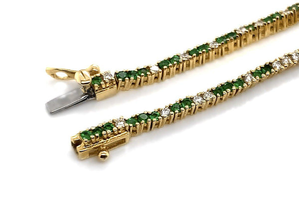 Bracelet 14kt Gold Petite Tennis Emeralds & Diamonds - Albert Hern Fine Jewelry