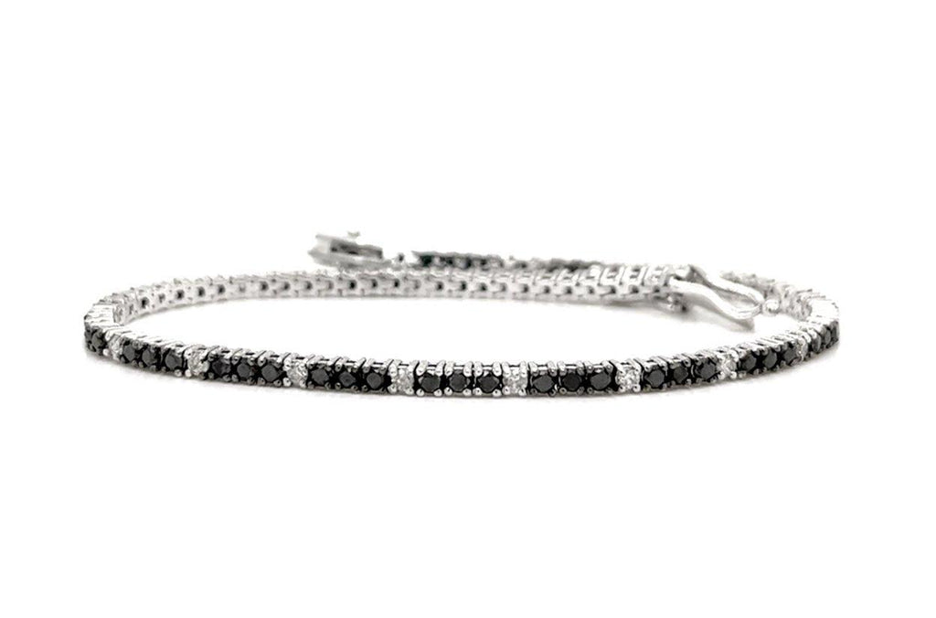 Bracelet 14kt Gold Tennis Black & White Diamonds - Albert Hern Fine Jewelry