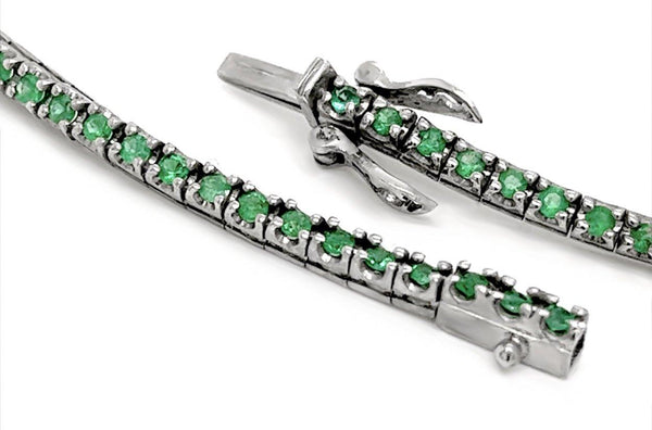 Bracelet 14kt Gold Tennis Emeralds & Center Diamond - Albert Hern Fine Jewelry