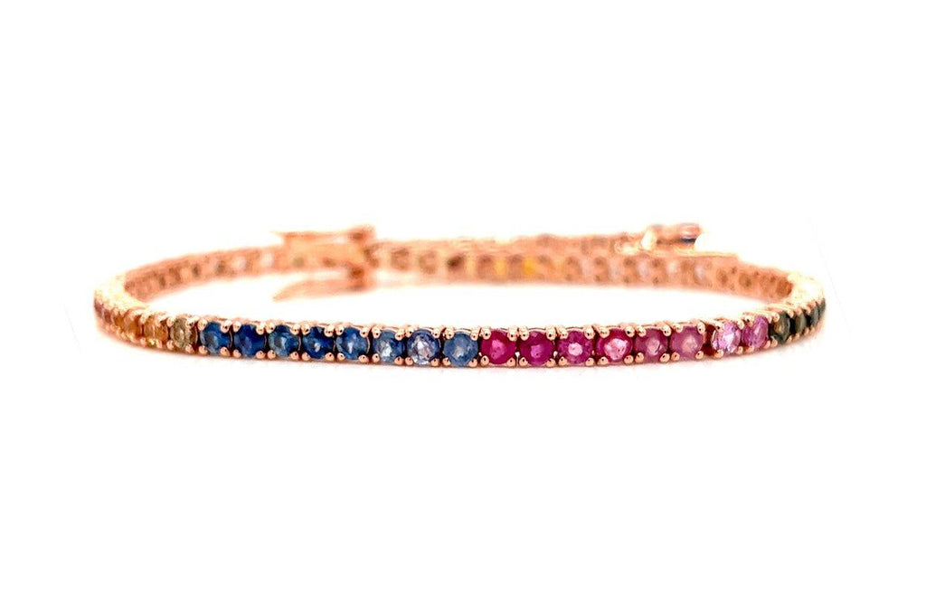 Bracelet 14kt Gold Tennis Multicolor Sapphires - Albert Hern Fine Jewelry