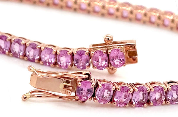 Bracelet 14kt Rose Gold & Oval Pink Sapphires Tennis - Albert Hern Fine Jewelry