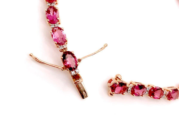 Bracelet 14kt Rose Gold Tourmalines & Diamonds - Albert Hern Fine Jewelry