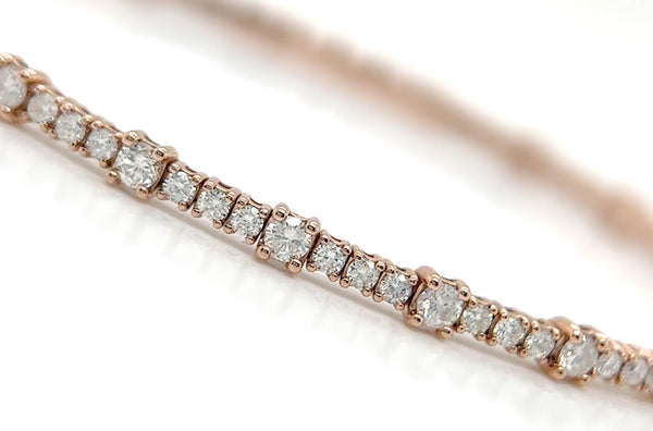 Bracelet 14kt Rose Gold & Two Sizes Diamonds Rigid Tennis - Albert Hern Fine Jewelry