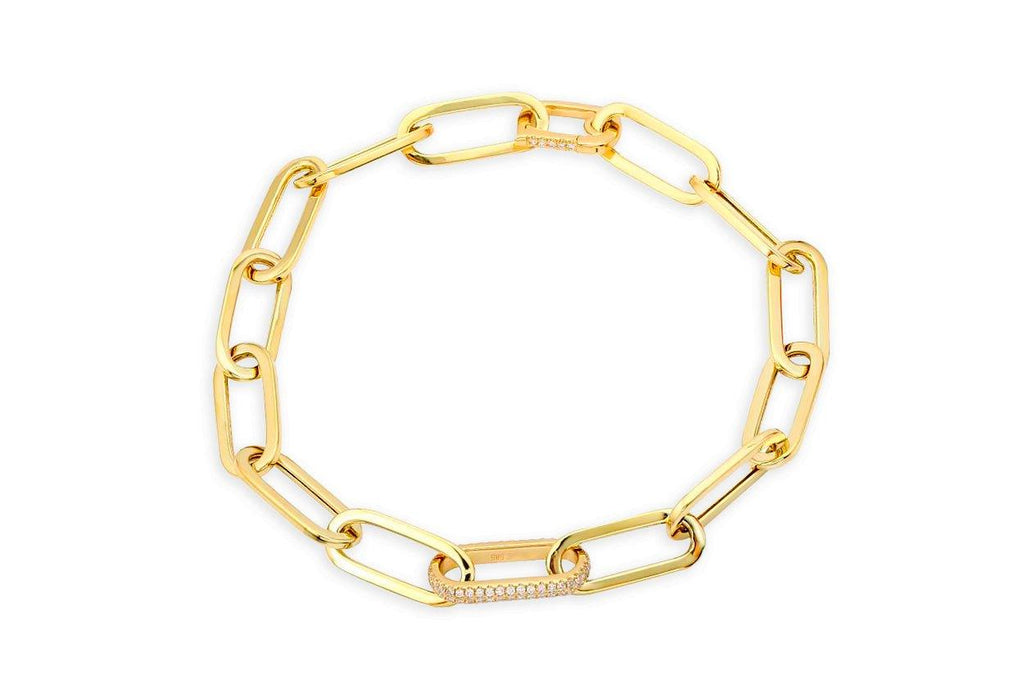 Bracelet 14kt Yellow Gold Paper Clip & Enhancer Clasp - Albert Hern Fine Jewelry