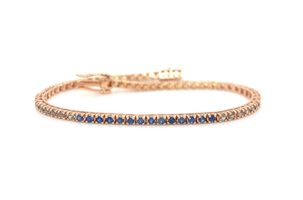 Bracelet 18kt Gold 56 Multicolor Sapphires 1.87 cts Tennis - Albert Hern Fine Jewelry