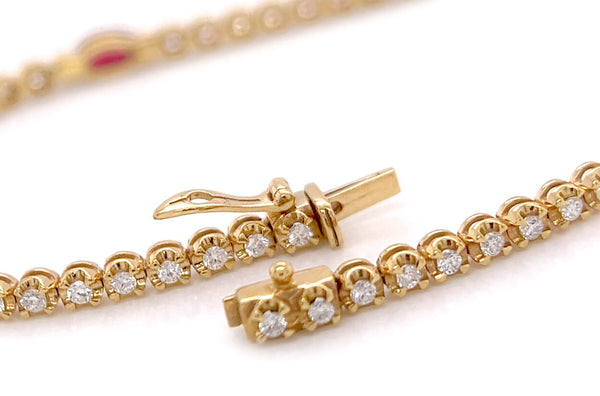 Bracelet 18kt Gold Marquise Rubies & Diamonds Tennis - Albert Hern Fine Jewelry