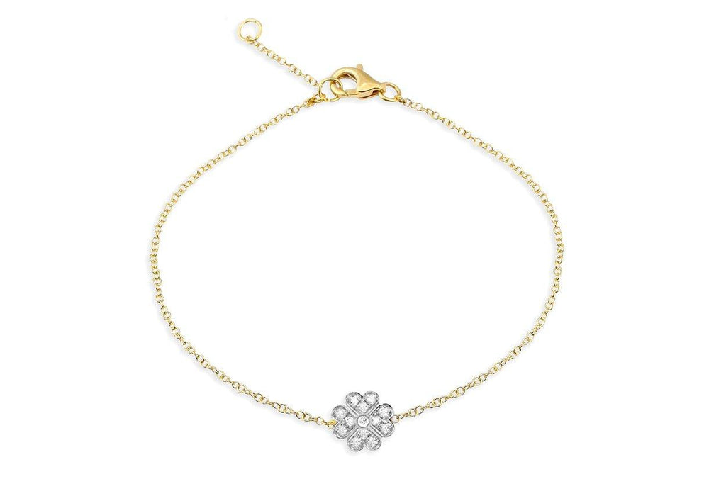 Bracelet 18kt Mixed Gold Chain Clover & Diamonds - Albert Hern Fine Jewelry