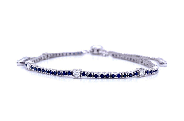 Bracelet 18kt White Gold Adjustable Sapphire & Diamonds - Albert Hern Fine Jewelry