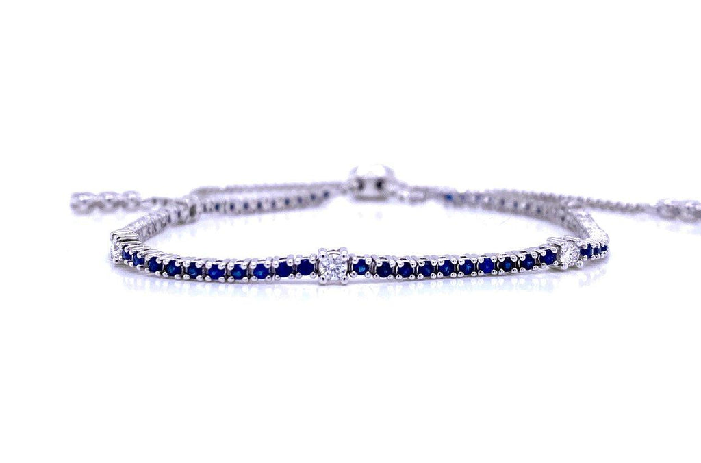 Bracelet 18kt White Gold Adjustable Sapphire & Diamonds - Albert Hern Fine Jewelry