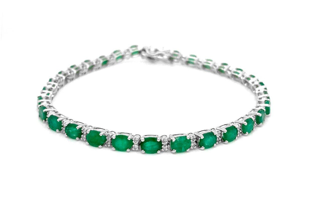 Bracelet 18kt White Gold Emeralds & Diamonds - Albert Hern Fine Jewelry