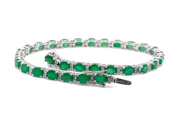 Bracelet 18kt White Gold Emeralds & Diamonds - Albert Hern Fine Jewelry
