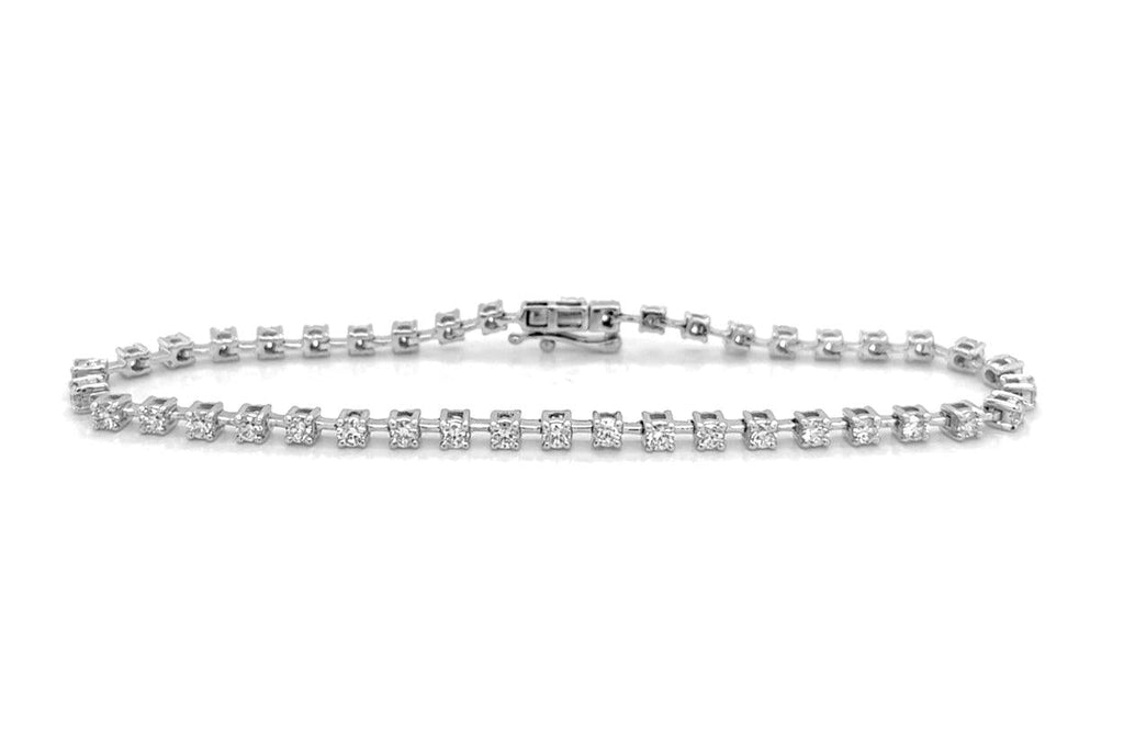 Bracelet 18kt White Gold & Four Prongs Diamonds Tennis - Albert Hern Fine Jewelry