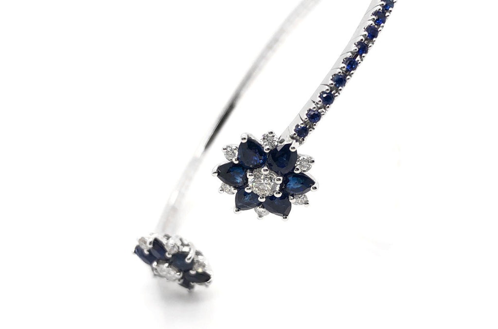 Bracelet Flowers Blue Sapphires & Diamonds - Albert Hern Fine Jewelry