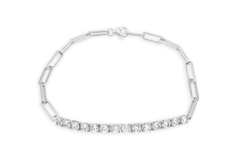 Bracelet Tennis 18kt Gold Diamonds & Paper Clip - Albert Hern Fine Jewelry