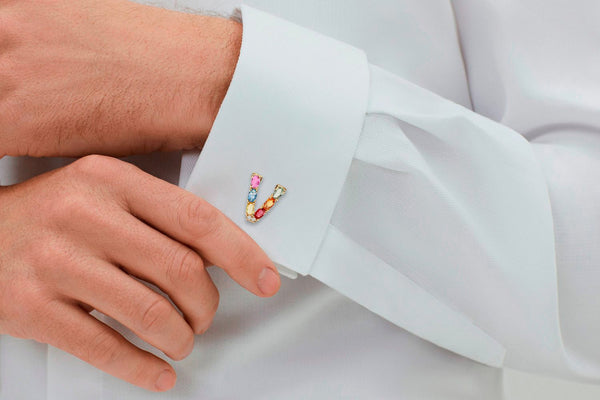 Cufflinks Letter V Initial 18kt Gold | Albert Hern Fine Jewelry
