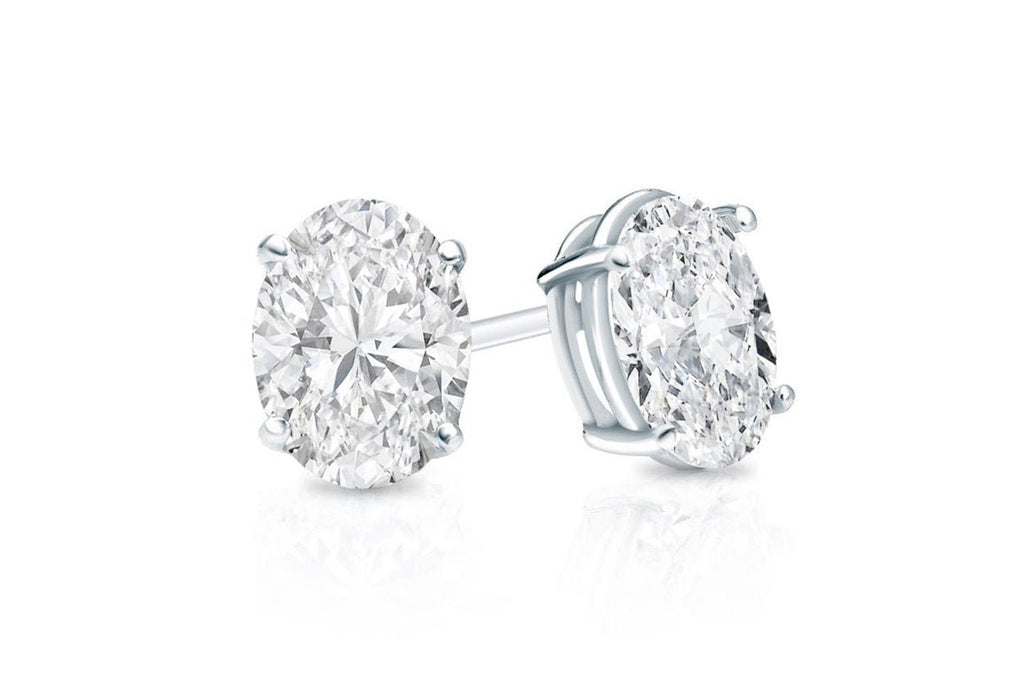 Earrings 0.40cts Oval Diamonds 18kt Gold Studs - Albert Hern Fine Jewelry