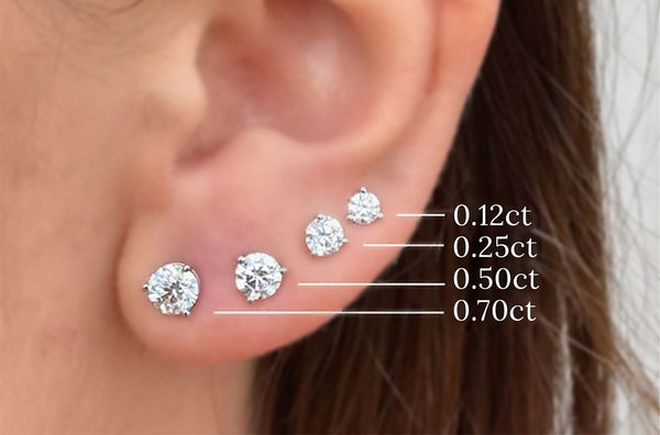 Earrings 0.45 cts Natural Round Diamonds I SI1 18kt Gold Studs - Albert Hern Fine Jewelry