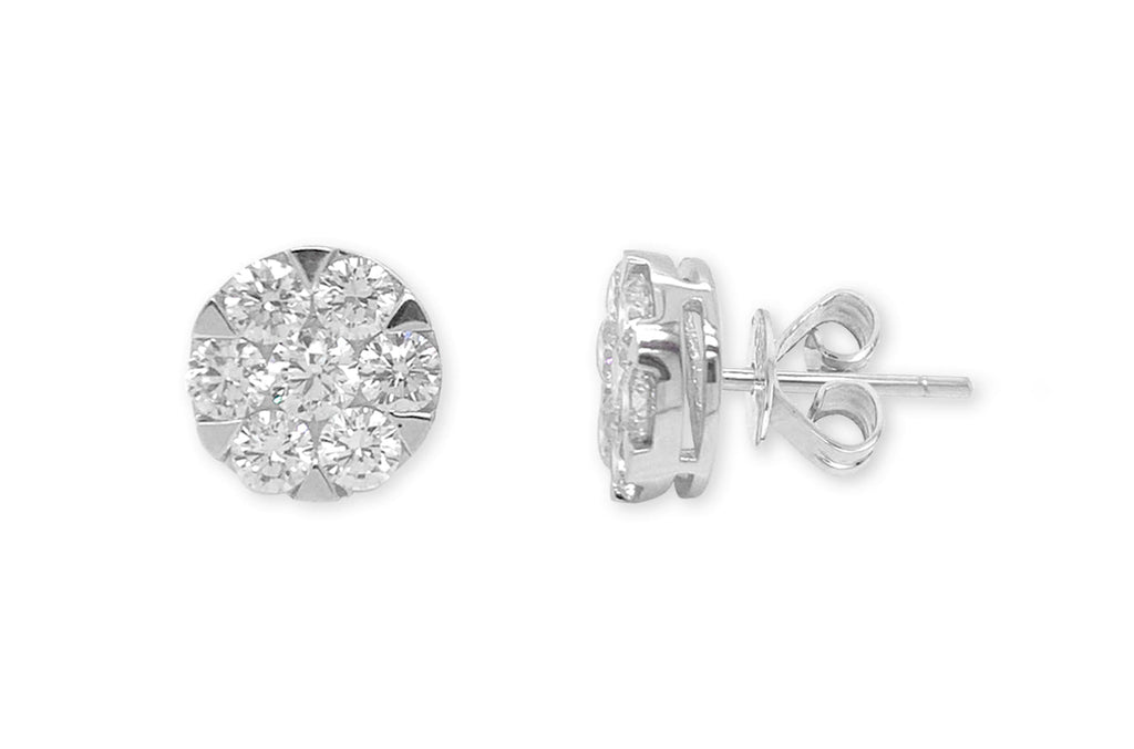 Earrings 0.47 cts Diamonds Round Cluster 18kt Gold - Albert Hern Fine Jewelry
