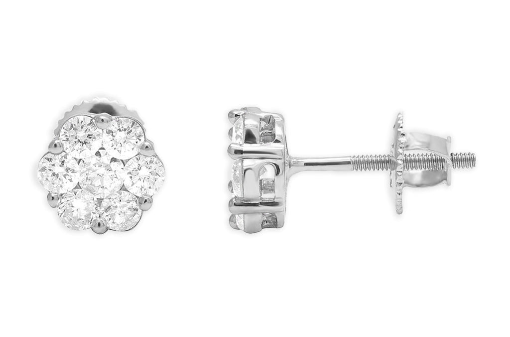 Earrings 0.51 cts Diamonds Round Cluster 14kt Gold - Albert Hern Fine Jewelry