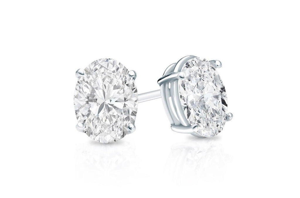 Earrings 0.51cts Oval Diamonds 18kt Gold Studs Early Winter Collection - Albert Hern Fine Jewelry