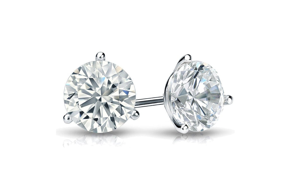 Earrings 0.94 cts Natural Round Diamonds H SI1 SI2 18kt Gold Studs - Albert Hern Fine Jewelry